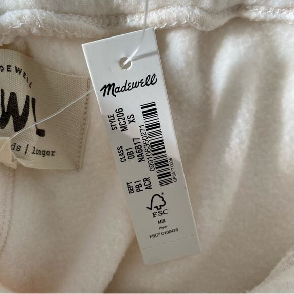 NWT Madewell Betterfleece Retro Cozy Sweatpants Off White Pockets Size XS Lounge - Picture 7 of 13